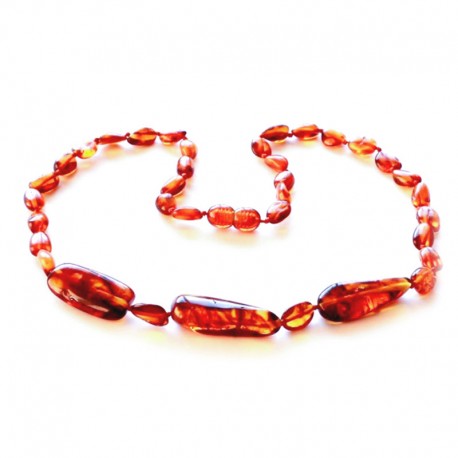 Collana in Ambra Baltica perle oliva color cognac